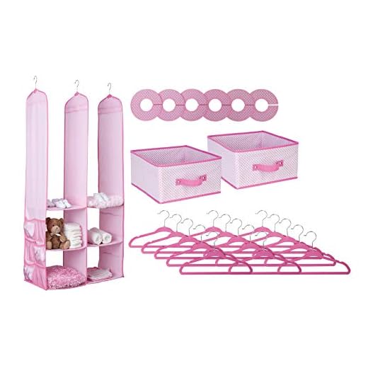 Delta Children Nursery Storage 24 Piece Set - Easy Storage/Organization Solution - Keeps Bedroom, Nursery & Closet Clean, Pink