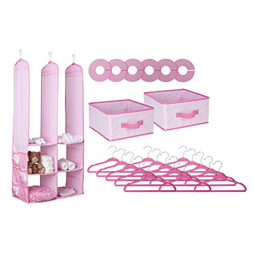 Image of Delta Children Nursery Storage 24 Piece Set - Easy Storage/Organization Solution - Keeps Bedroom, Nursery & Closet Clean, Pink