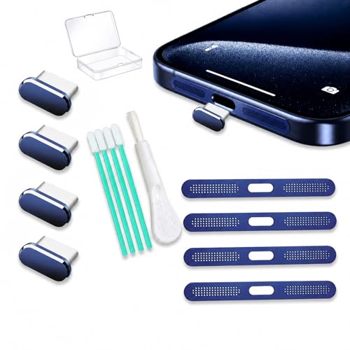 4 Pack USB C Dust Plug USB C Port Cover, Type C Charging Port Plug Cover with Speaker Dust Cover Phone Accessories for iPhone 18 Pro Max / 17 Pro Max (18 17Max) Dark Blue by Dushochn - Used condition - US$6.99