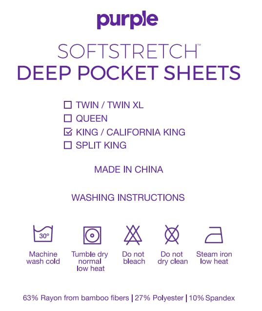 Image of Purple SoftStretch Sheet Set, King /Cal King, Cooling Rayon Blend Bed Sheets | Stretchy and Breathable, Moisture-Wicking, Designed for Your Purple Mattress, Fitted Sheet, Soft and Durable