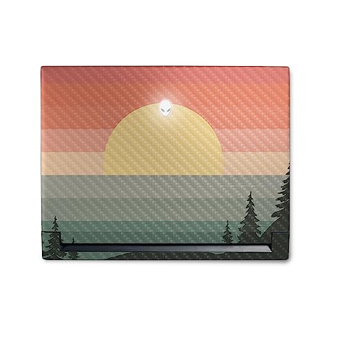 Image of MightySkins Carbon Fiber Skin Compatible With Alienware M18 R1 (2023) Full Wrap Kit - Sunset Forest | Protective, Durable Textured Carbon Fiber Finish | Easy To Apply & Change Styles | Made in the USA