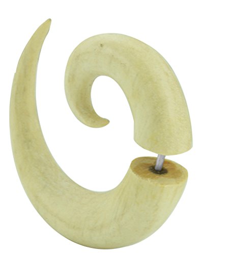 Chic-Net tribal Faux Piercing spirale naturelle main Jacquier Arbre unisexe en bois sculpté inoxydable organique