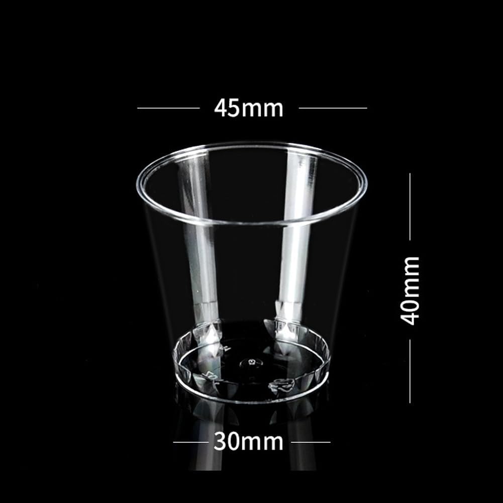 esowemsn 50pcs Disposable Mini Cups Clear Plastic Shot Glasses 1oz Party Cup Containers for Tea Juice Wine Sauce and Sample Tasting