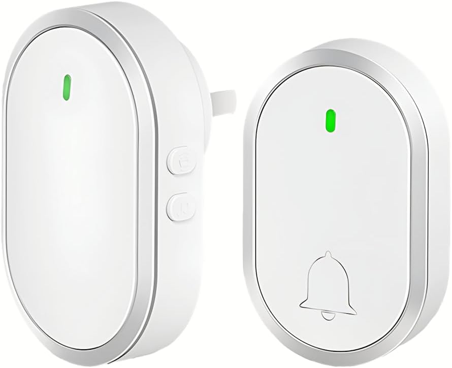 Long Range Wireless Doorbell - 150M USB-Powered With 38 Chime Tones Adjustable Volume Smart Home Door Alert For Houses Apartments Offices White