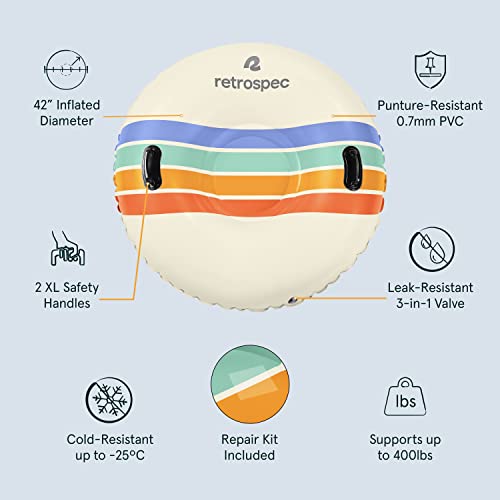Retrospec Snowslide 42” Inflatable Snow Tube With Puncture Resistant Pvc, 2 Grab Handles And Repair Kit | Winter Snow Sports, Sledding And Snow Tubing #TOP4