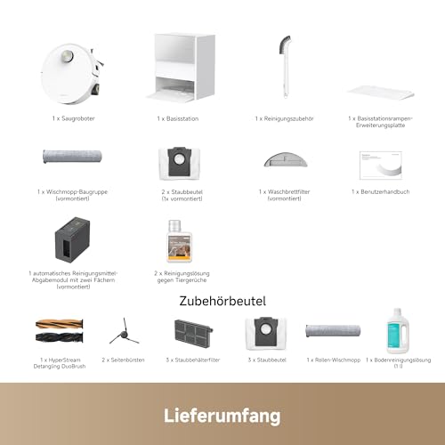 dreame Aqua10 Ultra Roller Complete Saugroboter mit Wischfunktion, 30.000Pa Saugkraft, 8 cm Hindernisfreiheit, Selbstreinigung der Rollen, automatisches Entleeren, intelligente Sprachsteuerung