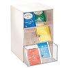 mDesign Küchen Organizer mit 3 Schubladen – Aufbewahrungsbox für Teebeutel, Kaffeepads, Süßungsmittel und mehr – Teekiste mit 18 Fächern aus Kunststoff – beige und durchsichtig