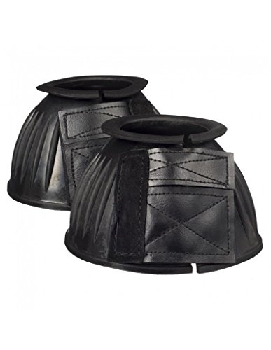 Aime Imports Basic Ribbed Rubber Velcro Bell Boots Black Lg #TOP9