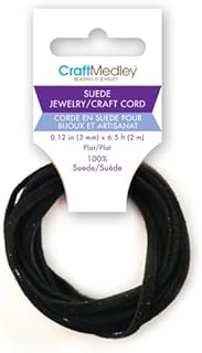 CraftMedley Poster/Picture Jewelry & Craft Cord, 100% Suede, 3mm by 2m, Flat, Dark Black
