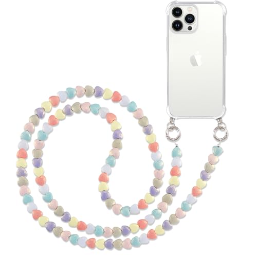 Pnakqil Coque pour Apple iPhone 13 Pro Max 6.7" avec Cordon,Etui avec Collier Chaîne Silicone Transparent TPU Bumper avec Cordage Crossbody Laniere Tour Chaîne Collier Lanyard,Cur