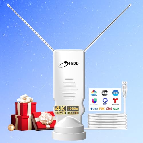 Rabbit Ear TV Antenna 2025 Upgraded, HDTV Digital Antenna for Free 4K/1080p HD Local Channels, Long