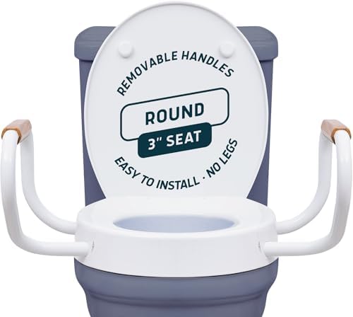 Lunderg Solva Raised Toilet Seat with Handles - Round - Easy to I...
