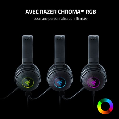 Razer Kraken V3 Hypersense - Casque Gaming USB Filaire avec Technologie Haptique (Haut-parleurs TriForce de 50mm, Son Spatial THX, Microphone Amovible Cardioïde HyperClear) Noir
