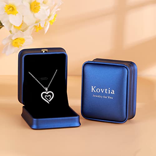 Kovtia Love Forever Heart Necklace 14K Gold Plated Heart To Heart Delicate Wedding Necklace For Women, Valentine’s Day Gift For Girl,Mother’s Day Presents Jewelry (925 Silver - Silver) #TOP5