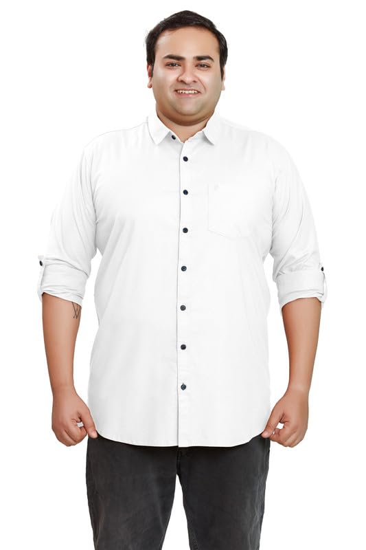 Image of BE ACTIVE Plus Size Lycra Cotton Satin for Men Shirts|| All Plus Size Men|| Cotton Stylish Full Sleeves Shirt for Men