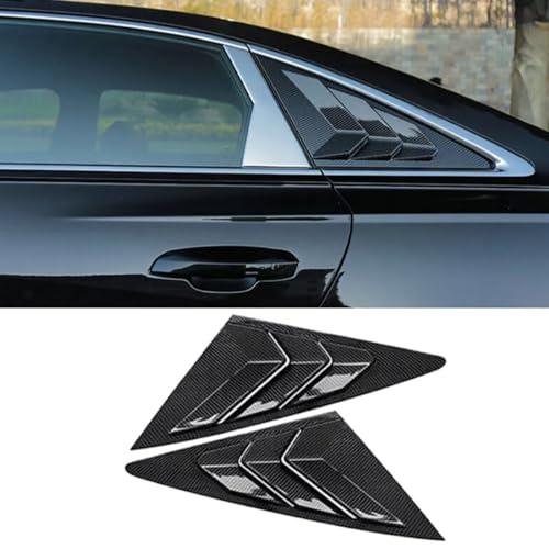 XITER 2PCS ABS Carbon Fibre Racing Style ABS Rear Side Window Louvers Air Vent Scoop Shades Cover Blinds for Audi A6 S6 Sedan 2019-2024 (Carbon Fiber BLACK)