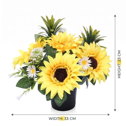Girasol artificial para tumbas y macetas de cementerio decorativas 3