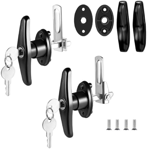 Truck Cap Latch T Handle Lock for Leer are Matching Set Universal Truck Topper Camper Shell T-Handle Lock Complete Set Key Alike(Left & Right)