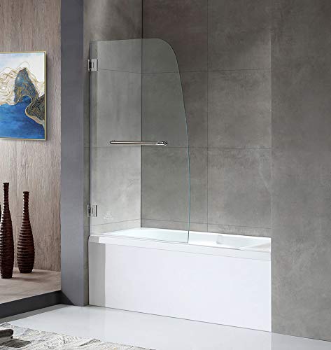 Anzzi 58 X 34 Inch Frameless Tub Shower Door In Polished Chrome, Grand Water Repellent Glass Shower Door With Seal Strip Parts And Handle, 3/8 Inch Glass Hinged Bathtub Shower Door, Sd-Az10-01Ch #TOP4