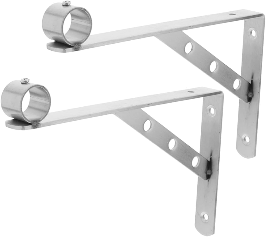 UKCOCO 2pcs Stainless Steel Closet Rod Bracket Heavy Duty Wall Mounted Shelf Holder for Hanging Clothes Triangular Corner Brace for Space Optimization and Stability
