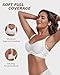 LUXMAY Wireless Comfortable Bra Seamless No Underwire Bras Full Coverage Push Up Women Wirefree Bras with Support White 36C