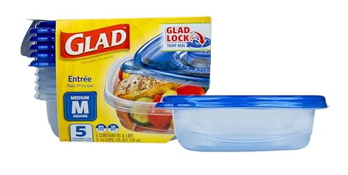 Glad GladWare Entree Food Storage Containers, Medium Square, 25 Oz, 5 Count - image 1