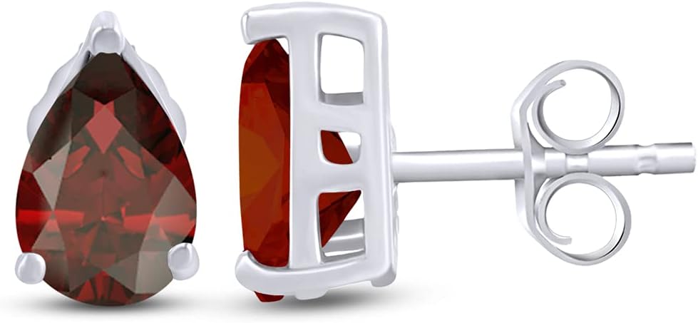 Pear Shape Stud Earrings In 14K White Gold Over Sterling Silver (3 Ct)