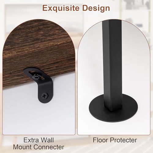 Acovy 5-Tier Bookshelf - Solid Wood Narrow Ladder Shelf Set of 2, Wall Mount Bookcase for Living Room, Bedroom - Industrial Style, Dark Brown - Thumbnail 5