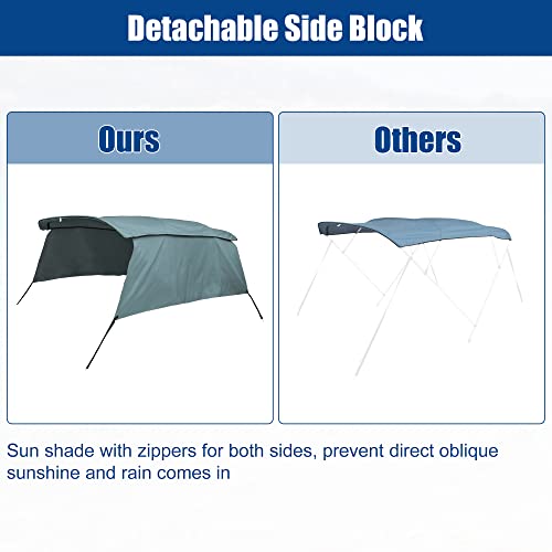 X Autohaux 4 Bow 8'L X 54" H X 91"-96" W Bimini Top Replacement Top Cover 600D With Detachable Side Blocks Storage Boot Gray Replacement Canvas Only No Frame #TOP5