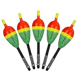 THKFISH Balsa Wood Spring Bobbers for Fishing, Slip Fishing Bobbers Spring Floats for Crappie Catfish Trout Panfish Walleyes Fishing Fixed Bobber 5 PCS