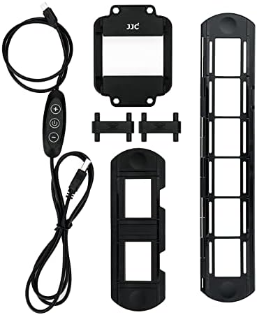 JJC Slide & Film Remake,With 1 x 35mm Slide Mount Holder, 1 Strip Film Holder and LED Light, 10 Levels 6500K LED Light Set for Negative Copying, Using Camera Restore Film to Digital Photos Film Viewer