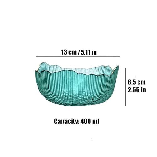 N/A Engraved Erect Texture Glass Gold Side Salad Bowl Plates Dish Fruit Bowl Dessert Wedding Family Dinner Decorative Tableware Set (Color : C, Size : 5.11 Inches) #TOP1