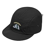 CLAPE Short Brim 5 Panel Baseball Cap for Men, Breathable Water-Resistant Low Profile Embroidery Trucker Hat with Flat Bill