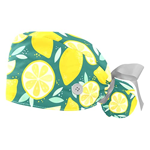 Chapeaux de travail ajustables JDEZ avec motif citron pour hommes et femmes - Lot de 2
