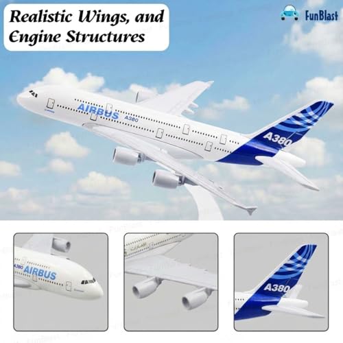 Image of FunBlast Diecast Aeroplane Scale Model - Airplane Miniature Model Only for Display, Size -14 Cm (A380-Airbus)