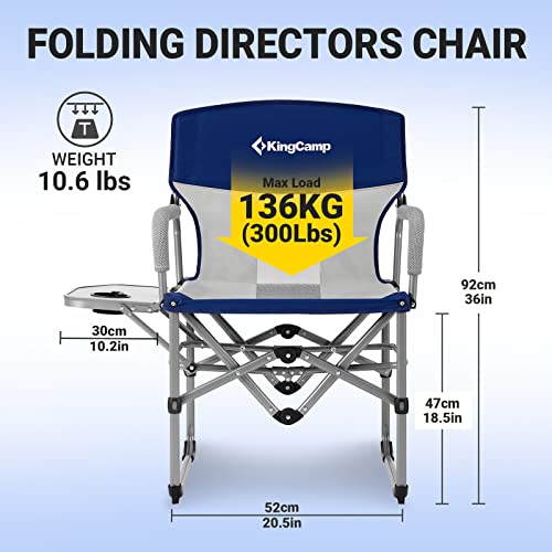 Kingcamp Folding Camping, Heavy Duty Portable Directors Chairs For Adult With Side Table Mesh Back Compact Style For Outdoor, Outside,Lawn,Sports,Fishing,Beach,Picnic,Concert,Trip, Navy-1 Pack #TOP2