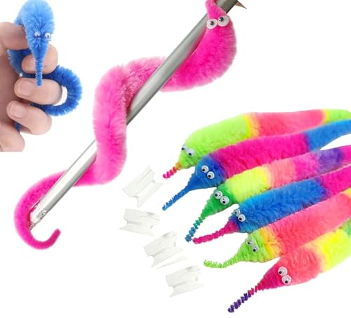 Image of HOFASON Magic Twisty Worm Toy, Wiggly Fuzzy Worms on a String, Cat Teaser Wand, Worm Toy, 3 Count