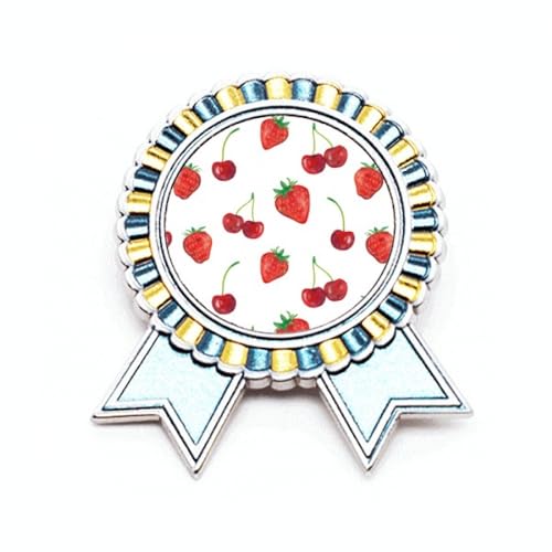 Broche rouge fraises et fruits rouges en métal taille M pour égayer vos tenues