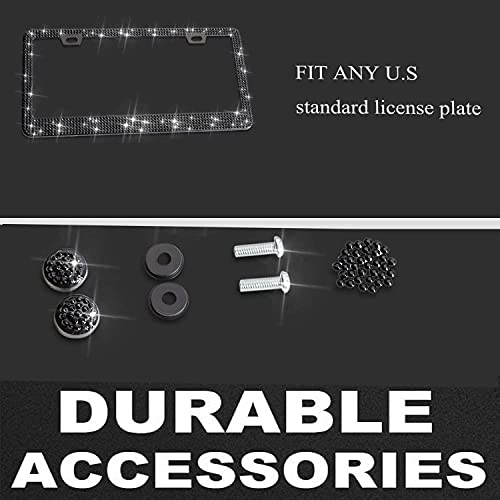 Bling License Plate Frames with High End Ribbon Gift Box,2 Pack Narrow Border Rhinestone License Plate Frames,Handcrafted Glitter Crystal Tag Frames for Women ,Party,Birthday ,Xms Gift - Thumbnail 6