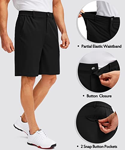 G Gradual Men's Golf Shorts With 5 Pockets 9" Light Weight Stretch Quick Dry Casual Dress Work Shorts For Men(Black,3Xl) #TOP3