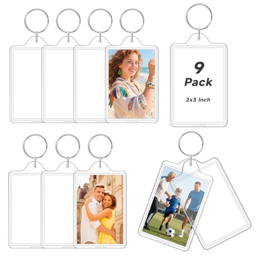 ZYFLSQ 9 Pcs Photo Keychain, Acrylic Picture Keychain Holder for