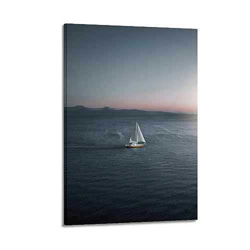 KYTIN Old Sailboats Poster di lusso con barca a vela in mare profondo dipinto decorativo su tela, 20 x 30 cm