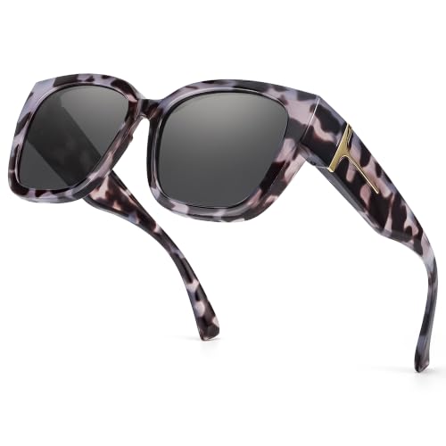 FIMILU Polarized Sunglasses Fit Over Glasses for Women Greytortoise