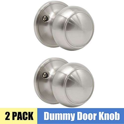 Dummy Door Knob Pull/Push Function Single Side Handleset Satin Nickel Finish 2 Pack