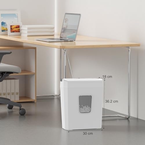 Bonsaii Aktenvernichter, 8-Blatt Papierschredder mit Sicherheitsstufe P-4, Kreuzschnitt 5x14mm, Schreddert Kreditkarten & Büroklammern, Überhitzungsschutz, 13L Behälter für Büro & Zuhause, C277-C