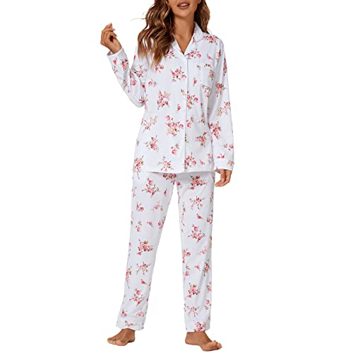 Image of Tugege Pajamas Set Long Sleeve Sleepwear Womens Button Down Nightwear Pj Sets