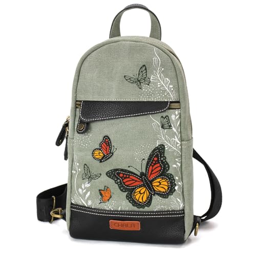 Image of CHALA Canvas Sling Bag Women RFID Protected Canvas Crossbody Backpack with Adjustable Strap