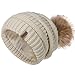 FURTALK Women's Thick Slouchy Real Fox Raccoon Fur Pom Pom Winter Knit Beanie Bobble Hat Caps (Beige)