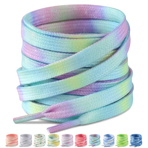 Stepace [2足] グラデーション色靴ひも 平型靴紐 長さ120～160cm 10色シューレース Starry Clouds-120