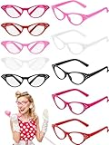 Dunzy 10 Pairs Cat Eye Rhinestone Glasses Sock Hop 50s Party Decorations Retro 60s Old Lady Carnival Glasses...